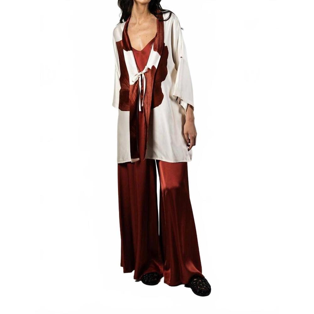 NEW ANONYME leaf kimono in brick